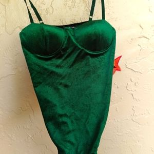 Emerald Velvet Bodysuit Bustier ♡